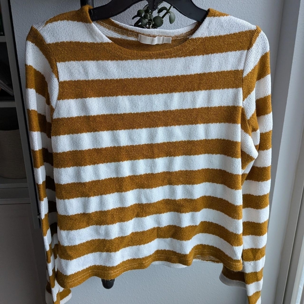 Vera & Lucy Mustard/White Stripped Sweater